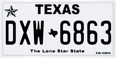 TX license plate DXW6863