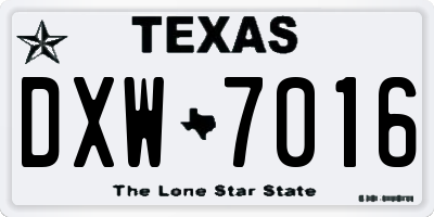 TX license plate DXW7016