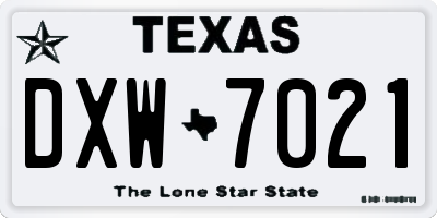 TX license plate DXW7021