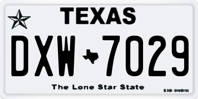 TX license plate DXW7029