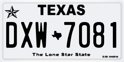TX license plate DXW7081