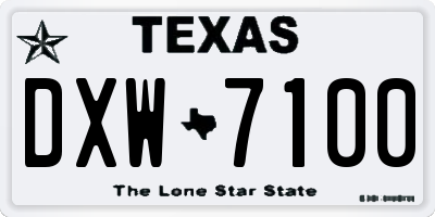 TX license plate DXW7100