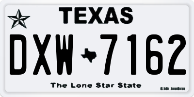 TX license plate DXW7162