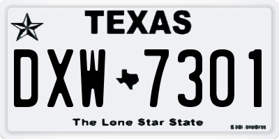 TX license plate DXW7301