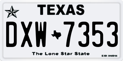 TX license plate DXW7353