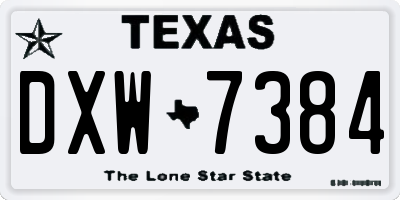 TX license plate DXW7384