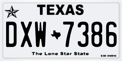 TX license plate DXW7386