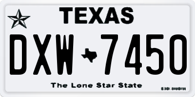TX license plate DXW7450