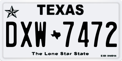 TX license plate DXW7472