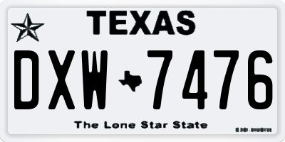 TX license plate DXW7476