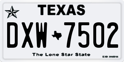 TX license plate DXW7502