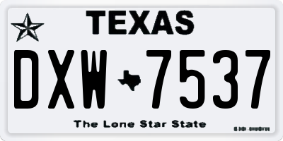TX license plate DXW7537