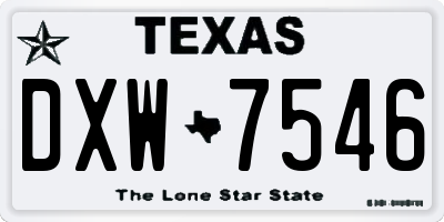 TX license plate DXW7546