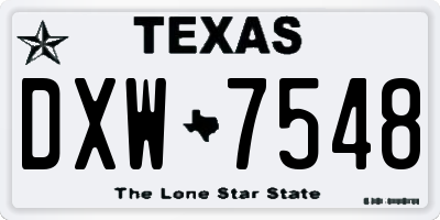 TX license plate DXW7548
