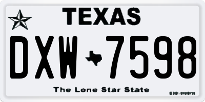 TX license plate DXW7598