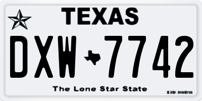 TX license plate DXW7742