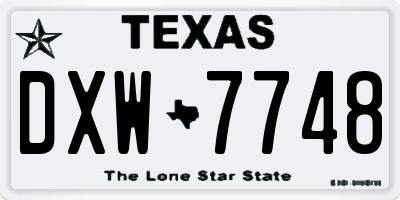 TX license plate DXW7748