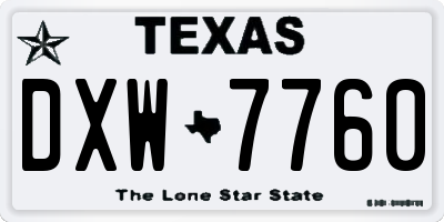 TX license plate DXW7760