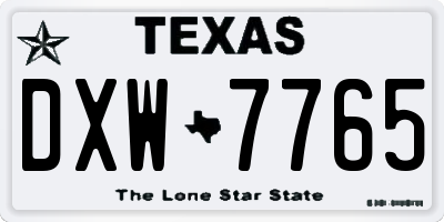TX license plate DXW7765