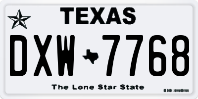 TX license plate DXW7768