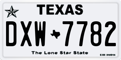 TX license plate DXW7782