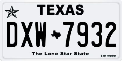 TX license plate DXW7932