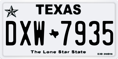 TX license plate DXW7935