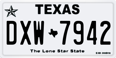 TX license plate DXW7942