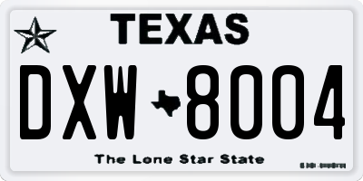 TX license plate DXW8004