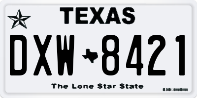 TX license plate DXW8421
