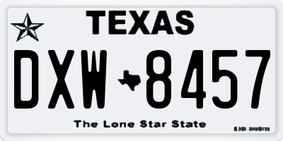 TX license plate DXW8457