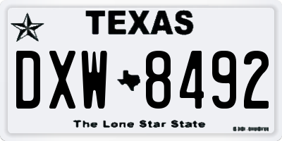TX license plate DXW8492