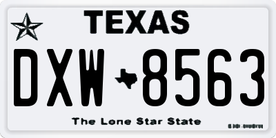 TX license plate DXW8563