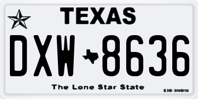 TX license plate DXW8636