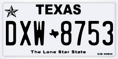 TX license plate DXW8753