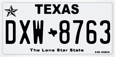 TX license plate DXW8763