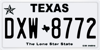 TX license plate DXW8772