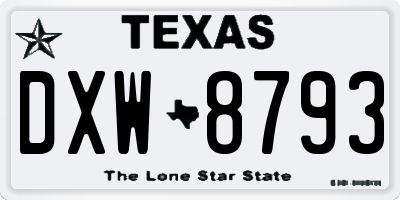TX license plate DXW8793