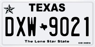 TX license plate DXW9021