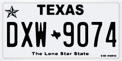 TX license plate DXW9074