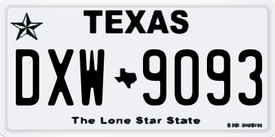 TX license plate DXW9093