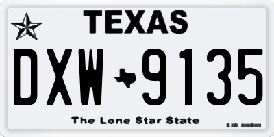 TX license plate DXW9135