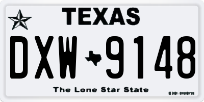 TX license plate DXW9148