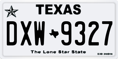 TX license plate DXW9327