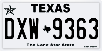 TX license plate DXW9363
