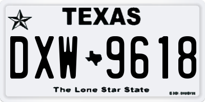 TX license plate DXW9618