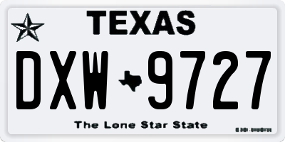 TX license plate DXW9727