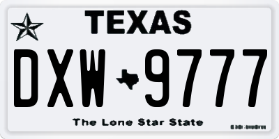 TX license plate DXW9777