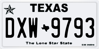 TX license plate DXW9793