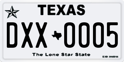 TX license plate DXX0005